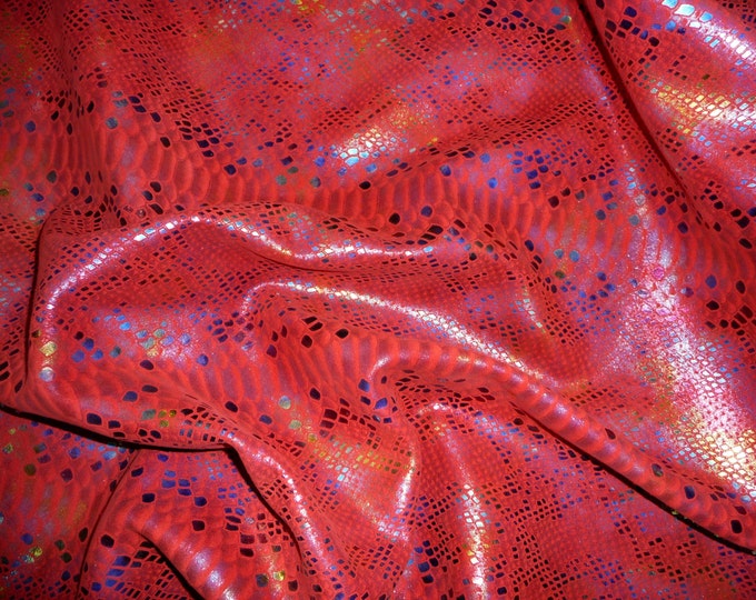 Mystic Python Various Sizes Iridescent RAINBOW on RED Cowhide Leather 3 ...
