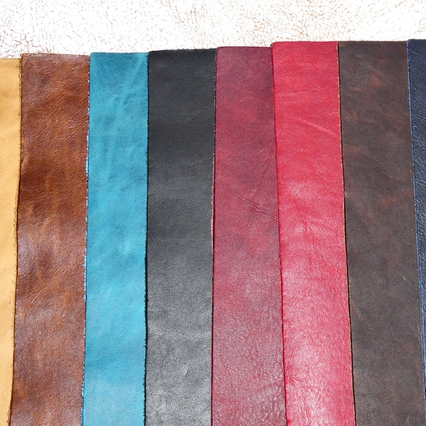 PULL UP Leather 3 to 10 sq ft Distressed effect Aniline Dyed Cowhide (Ships ROLLED)  PeggySueAlso® E2930