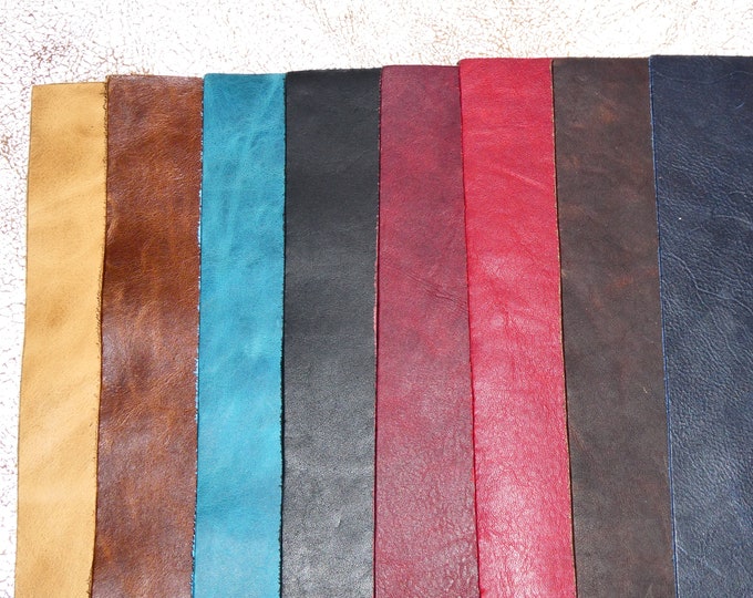 PULL UP Leather 3 to 10 sq ft Distressed effect Aniline Dyed Cowhide (Ships ROLLED)  PeggySueAlso® E2930