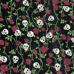 Limited CORK 8&quot;x10&quot; LOVABLE SKULLS and Roses on Black Cork applied to Black Leather 5-5.5oz/2-2.2 mm E5610-353 Halloween Mardi Gras