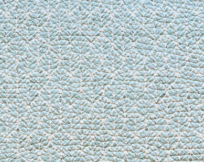 Leather 2 pieces 4"x6" ARABESQUE SEAFOAM Sea Green cowhide fairly thick 4 oz /1.6 mm PeggySueAlso E4385-02