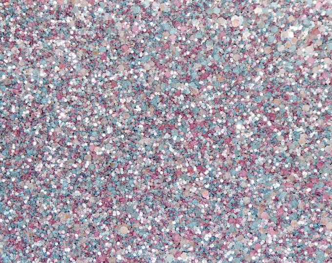 Chunky Glitter 5"x11"  Gray Pink Aqua Mauve METALLIC Fabric applied to Leather 4 firmness Thick 6 oz/ 2.4 mm PeggySueAlso® E4355-25