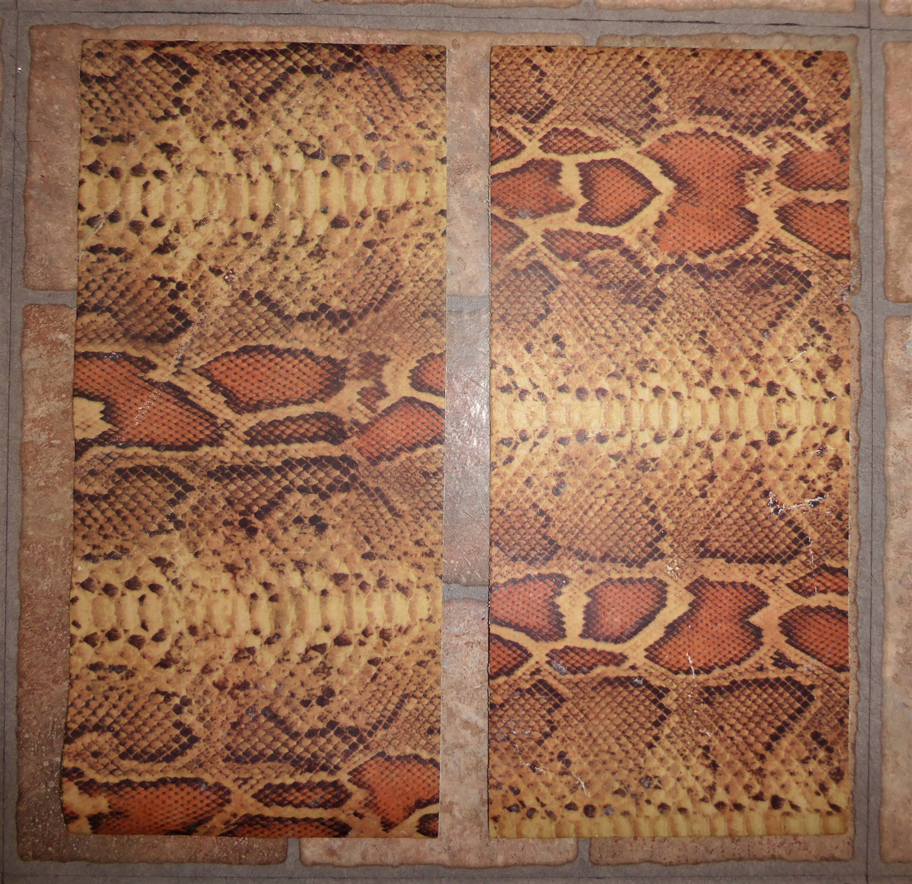 Leather Closeout 2 Pieces 5x11 Flawed Orange Yellow Brown Snake