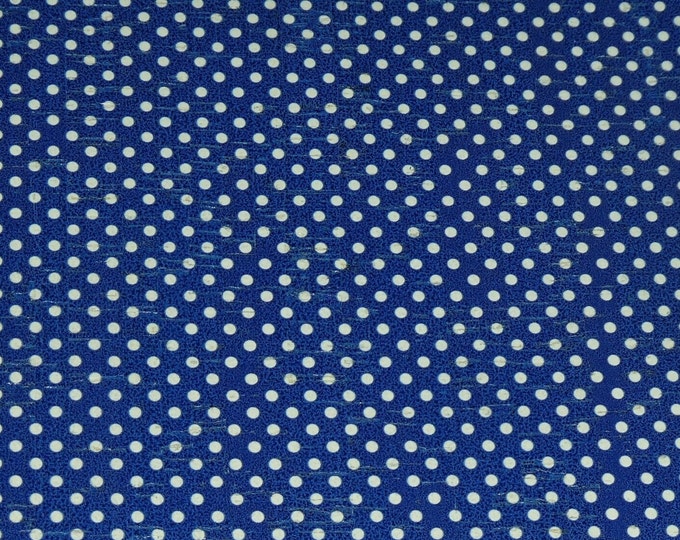 Cork 3-4-5 or 6 sq ft TINY White Polka Dots (5 dots per inch) on Navy CoRK applied to leather Thick 5.5oz/2.2mm PeggySueAlso E5610-467