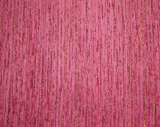 Striped TWEED 12"x12" RASPBERRY Fabric applied to Cowhide Leather for firmness 5.5 oz/2.2 mm PeggySueAlso® E5612-11