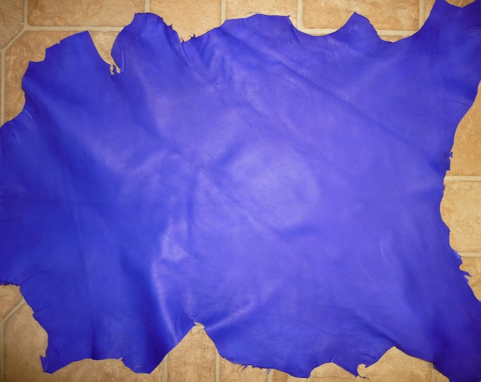 Leather 7-7.75 sq ft BLUE Cationic Finished Goatskin (not this hide, a very similar one) 2-2.5 oz/.8-1 mm PeggySueAlso™ E2787-12