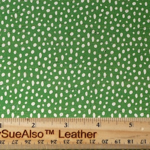 CoRK 8"x10" WHITE DooDLE DoTS on CHRISTMAS GREEN Cork with Leather backing Thick 5.5oz/2.2mm PeggySueAlso E5610-361