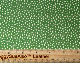 CoRK 8"x10" WHITE DooDLE DoTS on CHRISTMAS GREEN Cork with Leather backing Thick 5.5oz/2.2mm PeggySueAlso E5610-361