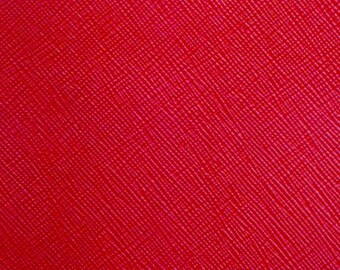 Leather 8"x10" Saffiano NEW TRUE RED Weave (Not Metallic) Embossed Cowhide with gray suede back 3.75 oz/ 1.5 mm PeggySueAlso® E8201-66