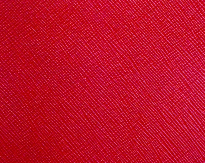 Leather 12"x12" Saffiano NEW TRUE RED Weave (Not Metallic) Embossed Cowhide with gray suede back 3.75 oz/ 1.5 mm PeggySueAlso® E8201-66