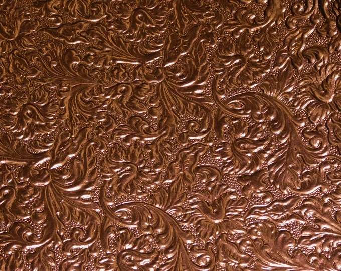 WESTERN SADDLE 3-4-5 or 6 sq ft BRONZE Metallic embossed  Cowhide Leather fairly thin 2 oz/0.8 mm PeggySueAlso® E2816-14