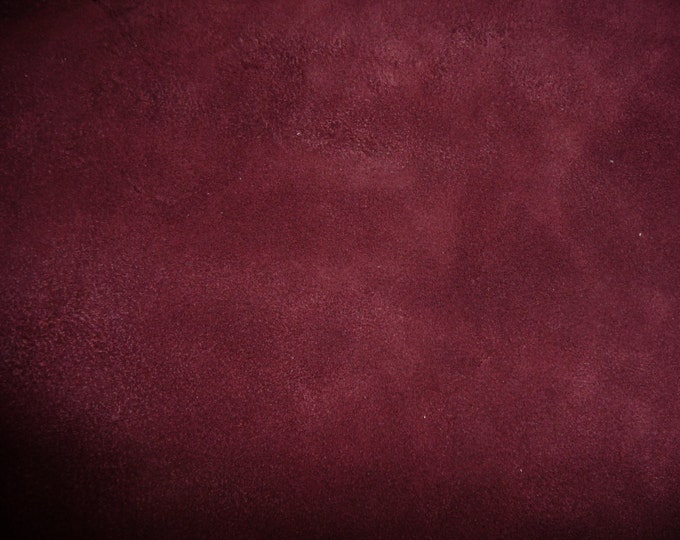 Suede Leather 12"x24" Burgundy / Maroon Cowhide 3.5-4 oz / 1.4-1.6 mm PeggySueAlso®