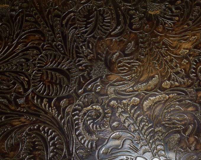 Western Tool 12"x12" Floral Leaf DARK CHOCOLATE Brown Embossed Cowhide Leather  3 oz / 1.2 mm PeggySueAlso E2838-15