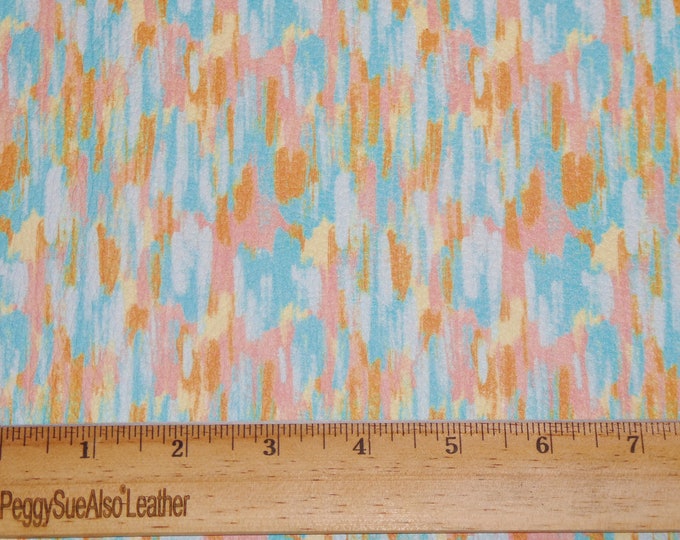 Leather 8"x10" SHERBERT SPLASH, Peach, Aqua, Turquoise, Orange, yellow cowhide 3-3.5oz /1.2-1.4 mm PeggySueAlso E7600-01