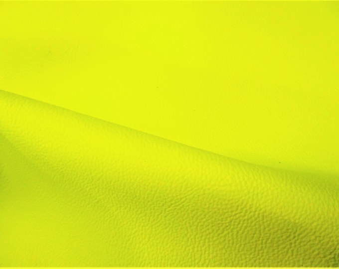 NEON 4"x6" or 5"x11" PEBBLED Yellow Neon Soft COWHIDE Leather shows the grain 3.25-3.75oz/1.3-1.5 mm PeggySueAlso® E2530-03B hides available