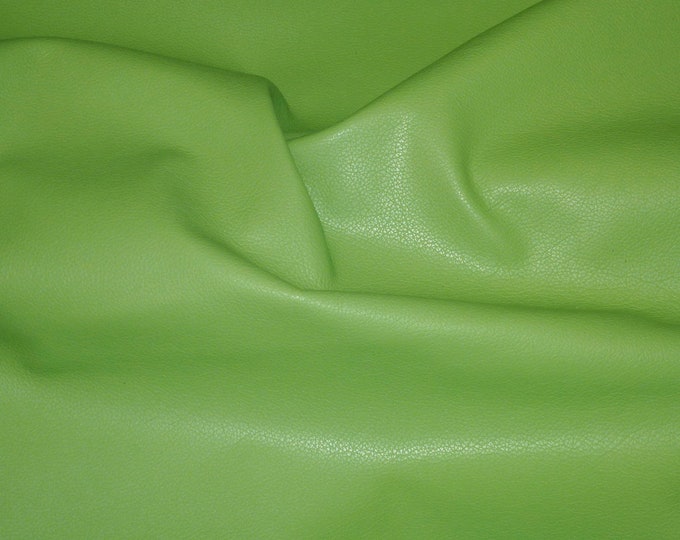 Divine 20"x20" LIME Green Top Grain Cowhide Leather  (SHlPS ROLLED) 2-2.5 oz/.8-1 mm PeggySueAlso E2885-03  hides available