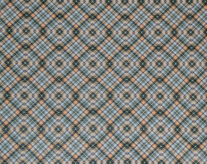 Leather 3-4-5 or 6 sq ft TARTAN PLAID orange black, light blue Cowhide 3-3.5 oz / 1.2-1.4 mm PeggySueAlso E2176-16