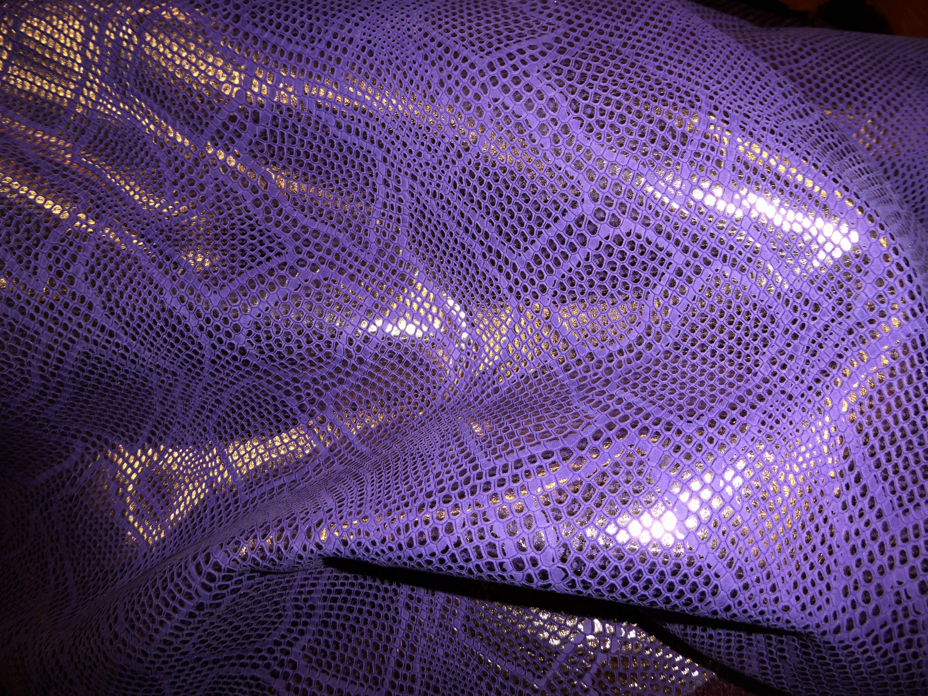 Leather 12x12 Metallic Diamond Python GOLD on PURPLE embossed Cowhide 2 ...