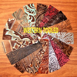 Leather 10&quot;x24&quot;, 12&quot;x20&quot;, 12&quot;x24&quot; 15&quot;x15&quot; or 14&quot;x17&quot; WESTERN Tooled Floral Leaf, TEXAS Rose, NAVAJ0 cowhide leather 2.5-3.5oz /1-1.4 mm PSA