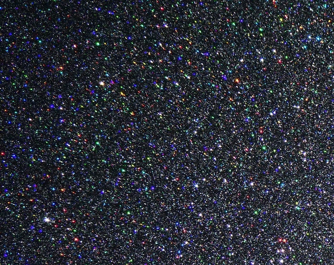 Fine GLiTTER 5"x11" GALAXY NIGHT SKY on Black applied to Black Leather THiCK 5 oz/ 2 mm PeggySueAlso E4355-60