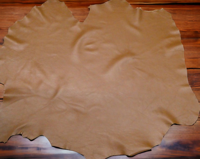 LAMBSKIN Hide 7.75 sq ft Silky Rich Italian TOBACCO Brown (similar hide) soft fine grain Smooth Leather 2.5-3 oz/1-1.2 mm PSA E2805-21