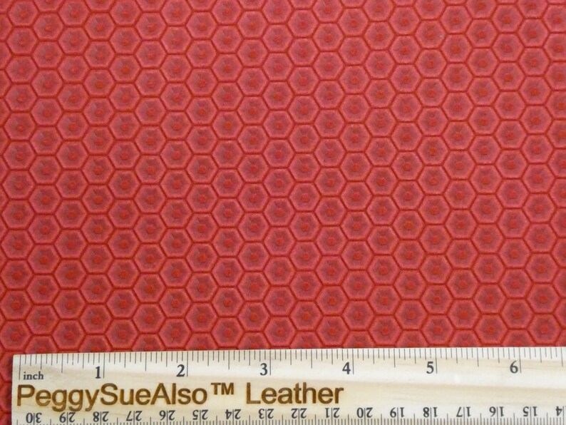 Honeycomb 3-4-5 or 6 sq ft SCARLET RED Italian Cowhide Leather 3 oz / 1.2 mm PeggySueAlso® E3173-05 hides available image 2