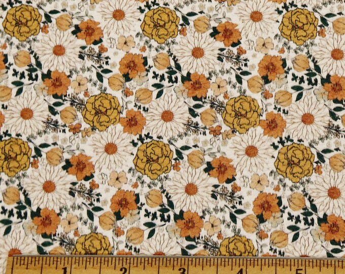 Leather 3-4-5 or 6 sq ft BOHO BLOOM Flowers tan white orange green on Cowhide 3.75-4 oz/1.5-1.6 mm PeggySueAlso® E1133-10 floral