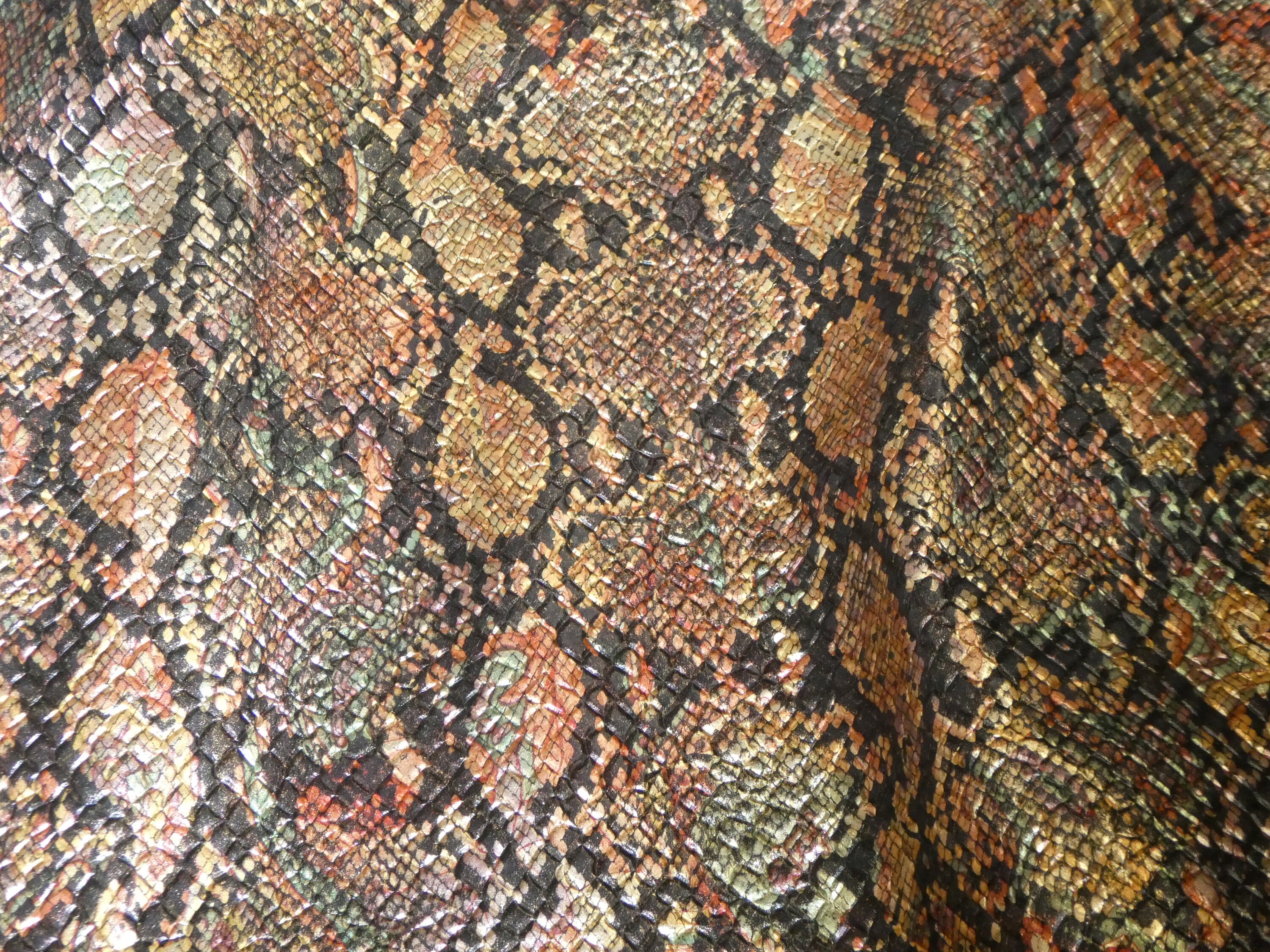Leather CLOSEOUT 12x12 Gold Metallic and Multicolor Textured SNAKE