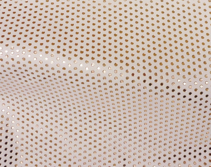 Polka Dot Leather 12"x12" Small ROSE GOLD Metallic Polka Dots on WHITE Cowhide 3.5-4 oz / 1.4-1.6 mm PeggySueAlso E3090-22  Hides too