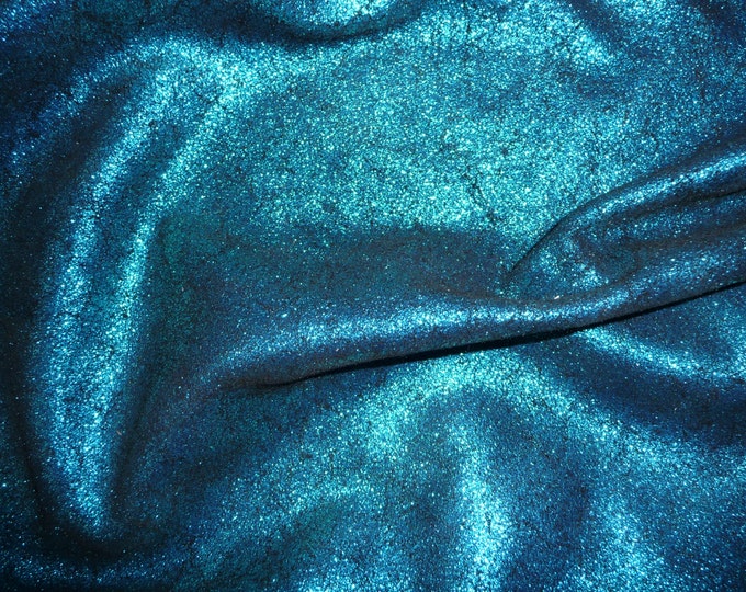 Vintage Crackle 3-4-5-6 sq ft Electric TEAL BLUE Metallic On BLACK Suede cowhide 2.5-3.0 oz / 1mm-1.2mm PeggySueAlso® E2844-14 hides too
