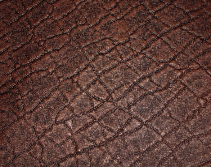 Leather 12"x20" or 15"x15" or 10"x24" + Elephant CHOCOLATE BROWN Embossed Cowhide 2.5-3oz/1-1.2 mm PeggySueAlso™ E2899-15 Limited