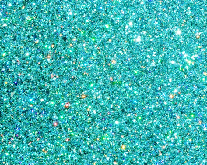 Chunky Glitter 5"x11" TURQUOISE Metallic Fabric applied to Leather 4 firmness 6.5oz/2.6mm PeggySueAlso® E4355-10