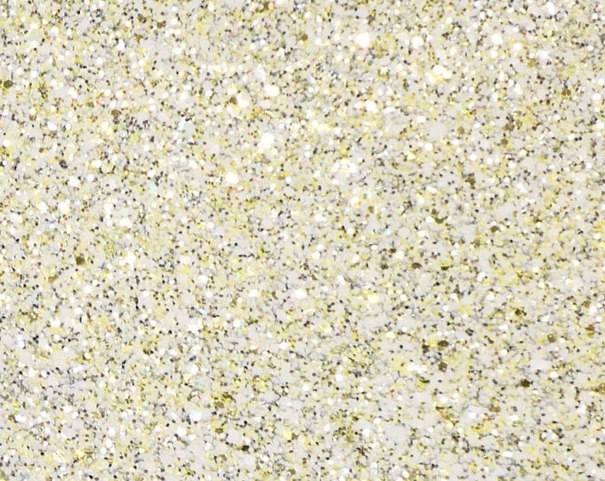 Chunky Glitter 12"x12" GOLD and WHITE Metallic Glitter Fabric applied to Leather  5.5-6oz /2.2-2.4 mm PeggySueAlso® E4355-52