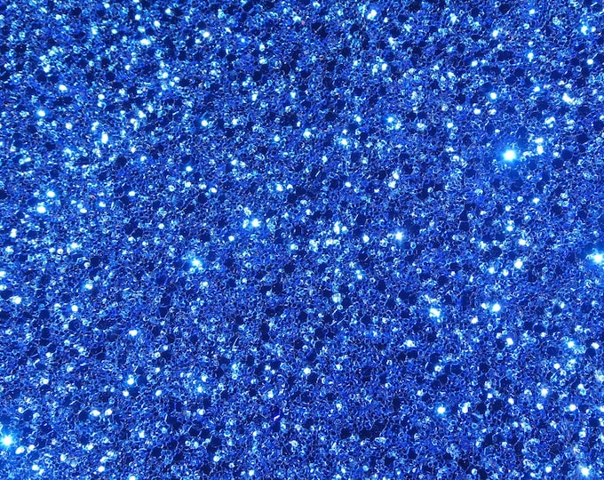 Chunky Glitter 12"x12" ROYAL Blue Metallic Fabric applied to Leather THICK 6 oz/2.4mm PeggySueAlso™ E4355-09
