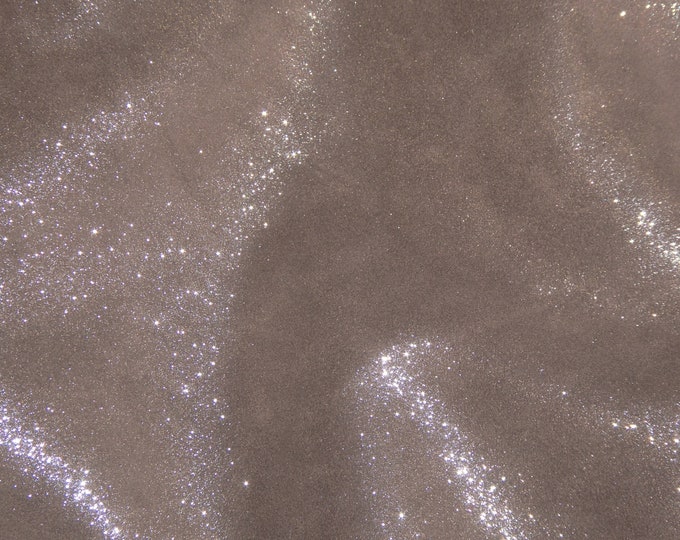 Dazzle 12"x12" Silver on COFFEE BROWN Suede Cowhide Leather 2.5 oz / 1 mm PeggySueAlso® E8300-01 hides available