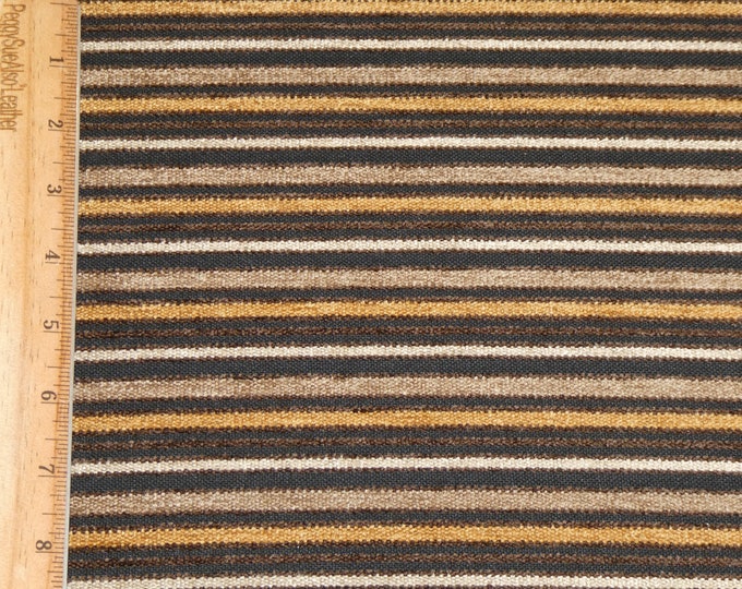 STRIPED TWEED 5"x11" GOLD, Brown, Tan, Black Fabric applied to Black Cowhide Leather for firmness 5.5 oz/2.2 mm PeggySueAlso® E5612-10