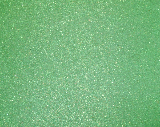 Fine GLITTER 12"x12" MINT GREEN Fabric applied to Leather THiCK 5-5.5oz/ 2-2.2 mm PeggySueAlso® E4355-24