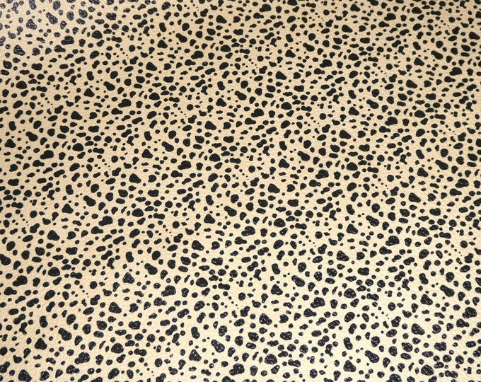 Leather 2 pieces 4"x6" Small Black ANIMAL spots on BUFF (Vanilla) Cowhide 3.75-4 oz /1.5-1.6 mm PeggySueAlso E6400-02