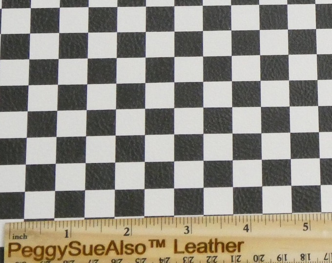 Leather 10"x24", 12"x20", 12"x24", 14"x17" Large Checkerboard  WHITE and BLACK (1/2" squares)  4-4.25oz/ 1.6-1.7mm PeggySueAlso® E7300-01