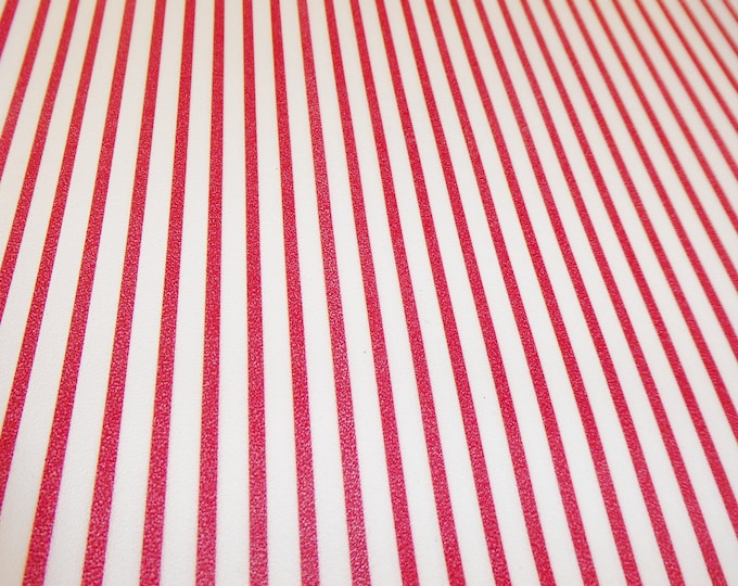 Leather 12"x12" Candy Cane RED PTR stripes on White Medium firm not real soft Cowhide 2.5-3oz/1-1.2mm PeggySueAlso® E3097-04