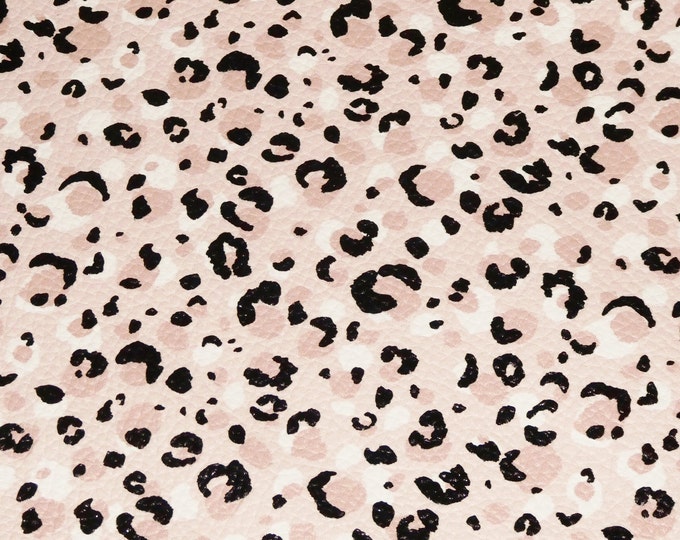 Leather 3 pieces 4"x6" MODERN LEOPARD Dusty Pink, black, white Cowhide 4 oz/1.6 mm PeggySueAlso® E2550-113 Hides Available