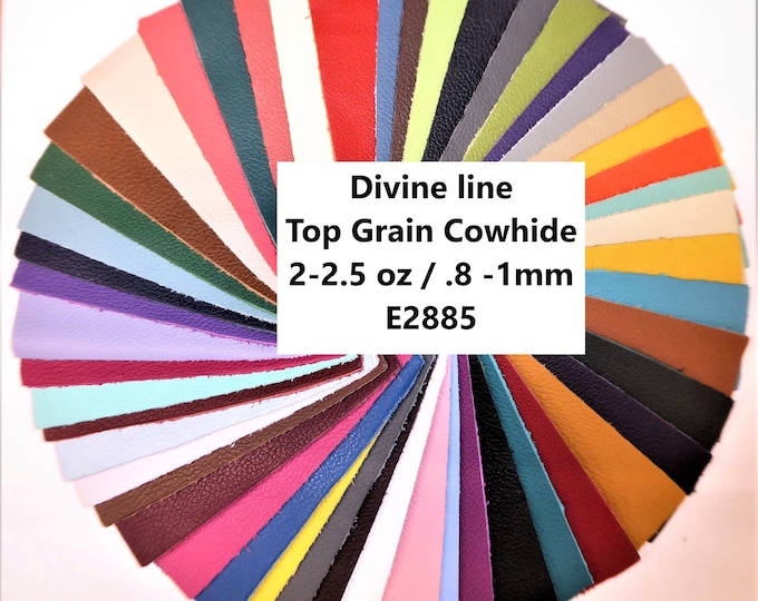 DIVINE 20"x20" Top Grain Cowhide Leather YOUR CHOICE of color (Ships Rolled) 2-2.5oz / 0.8-1 mm PeggySueAlso E2885 hides available Choose
