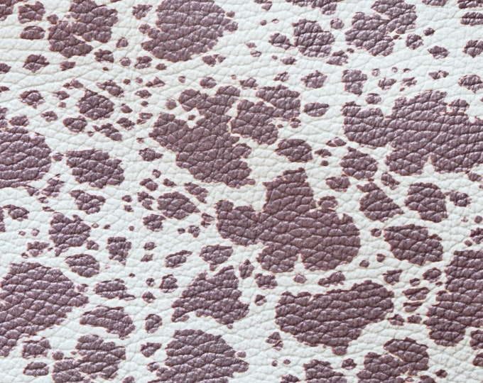 Leather 3-4-5 or 6 sq ft BROWN and white COW PRINT on Cowhide 3.25-3.5oz/1.3-1.5mm PeggySueAlso®  E1678-02