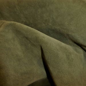 Suede 12&quot;x12&quot; KHAKI GREEN Garment Suede Cowhide Leather 3.5oz / 1.4mm PeggySueAlso® E2827-05 Hides available