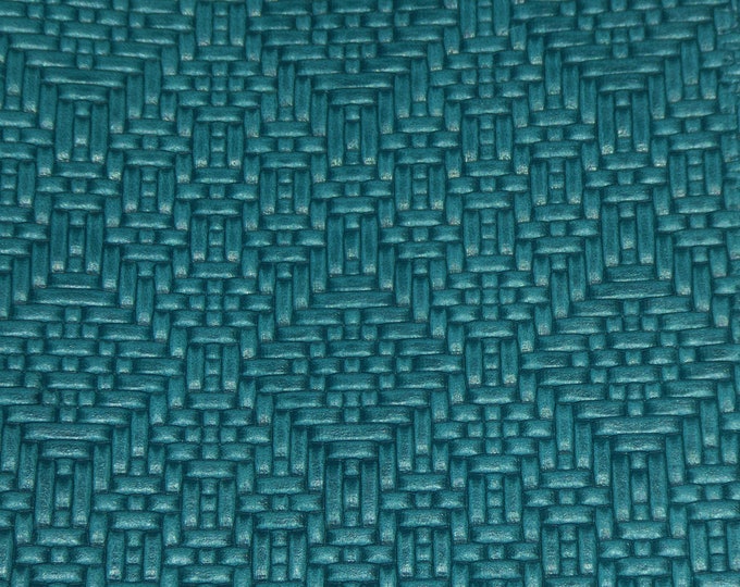 Diamond Weave 12"x12" TEAL Embossed on our Riviera collection Cowhide Leather  2.75-3 oz/ 1.1-1.2 mm PeggySueAlso E8060-07