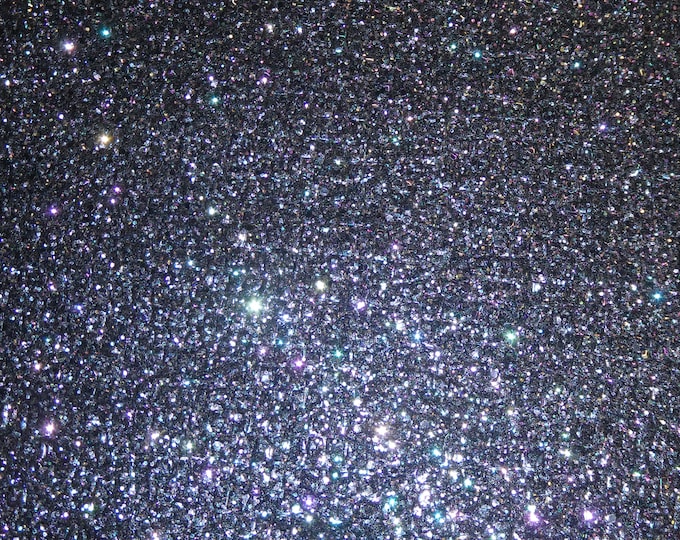 Chunky Glitter 5"x11" NAVY BEJEWELED Metallic Fabric applied to Black Leather for firmness Thick 6 oz/2.4 mm PeggySueAlso® E4355-22