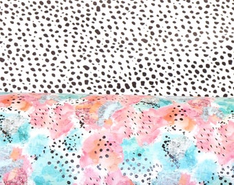 DOUBLE sided Cork 12"x12" Cotton CANDY Pink / Turquoise Cork, Leather Backside DALMATIAN black / white 5.5oz/2.2mm PeggySueAlso® E5611-02