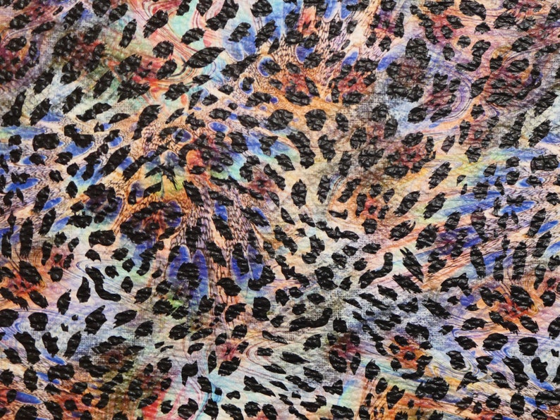 Leather Version 3-4-5 or 6 sq ft EXOTIC RAINBOW Leopard Cowhide 3-3.5oz /1.2-1.4 mm PeggySueAlso E2550-27 image 1