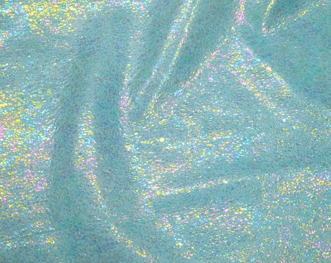 SPLATTER 3-4-5 or 6 sq ft Robin Egg / Aqua Iridescent Metallic Splatter perfect 4 fringe 2.5-3 oz / 1-1.2 mm PeggySueAlso® E7900-04 nubuck