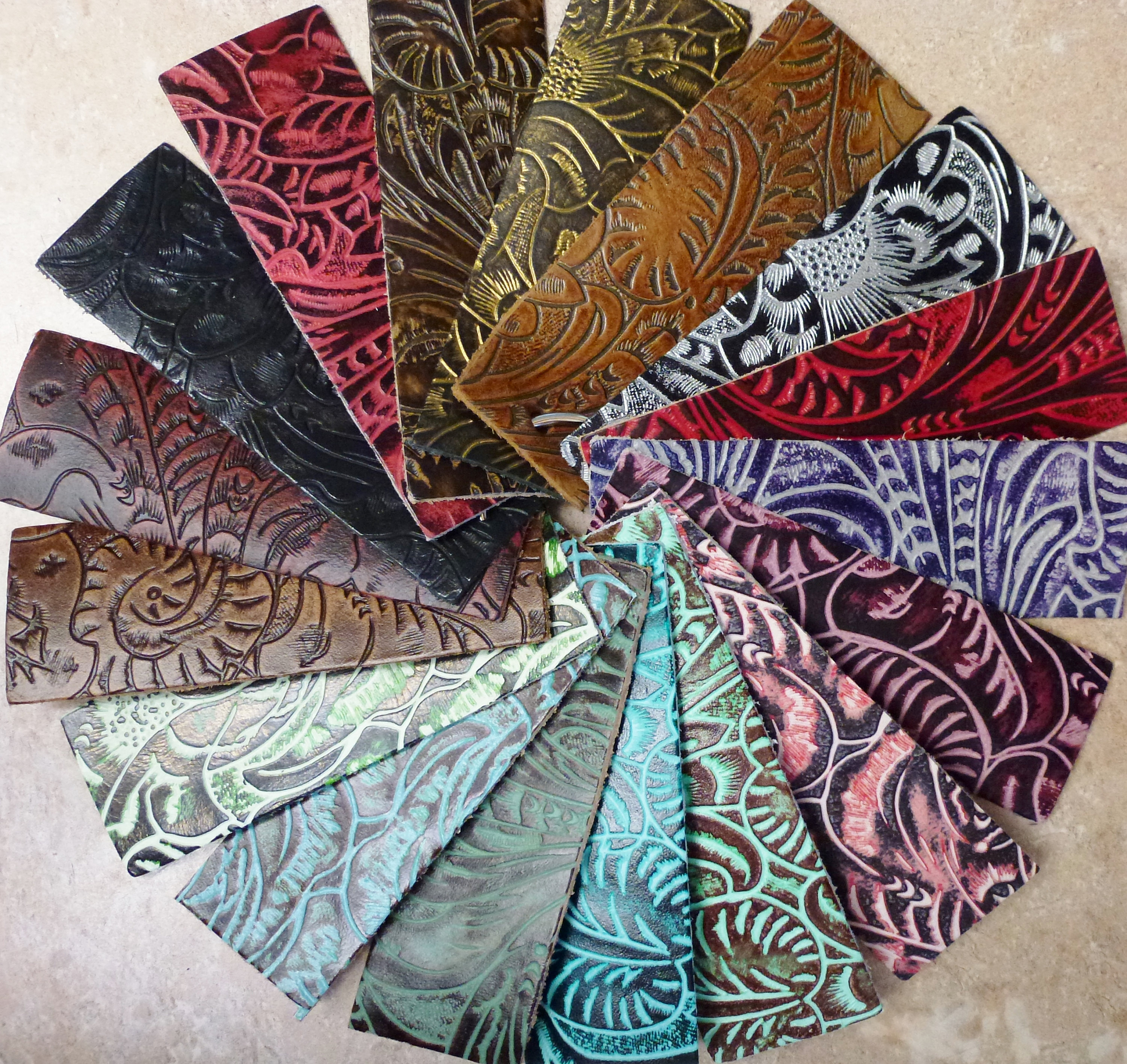 Leather 12x12 Western Tool Floral and Leaf AQUA Marine ...